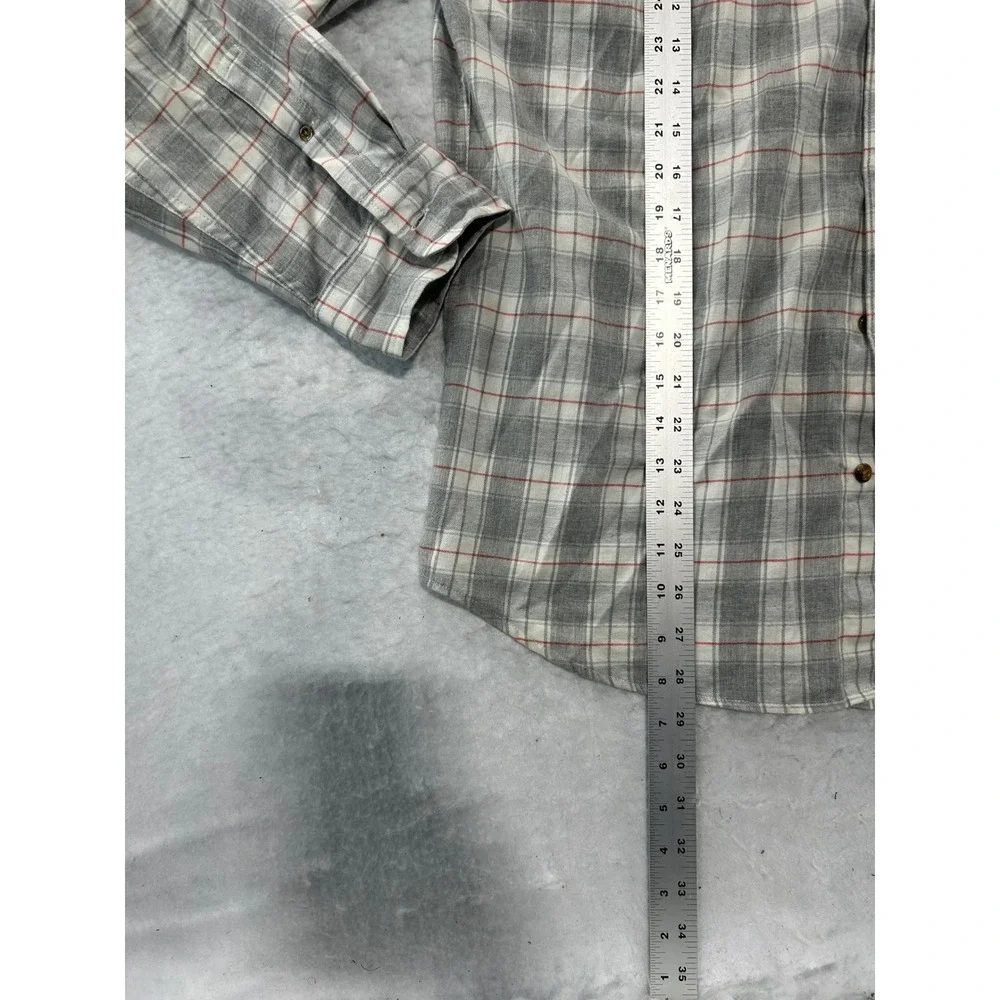 J. Crew Slim Brushed Twill Plaid Button Down Shirt Grey Red XL Mens Long Sleeve